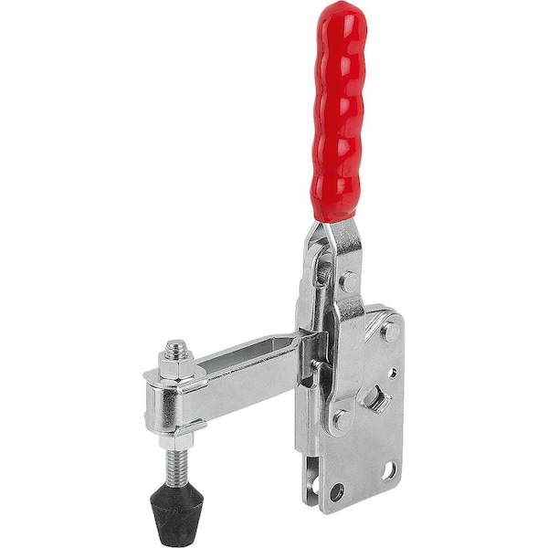 Toggle Clamp, Vertical Foot, Std, F2=4000, Adj Clamping Spind M10X85, Steel Electro Zinc-Plated,